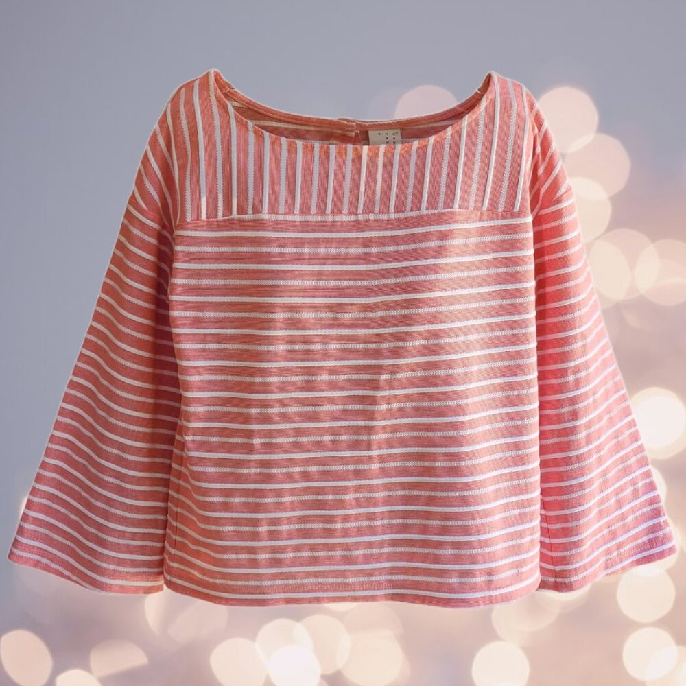 Andeawy Women's Crop Top Blouse Long sleeves Back Closure Striped Size S